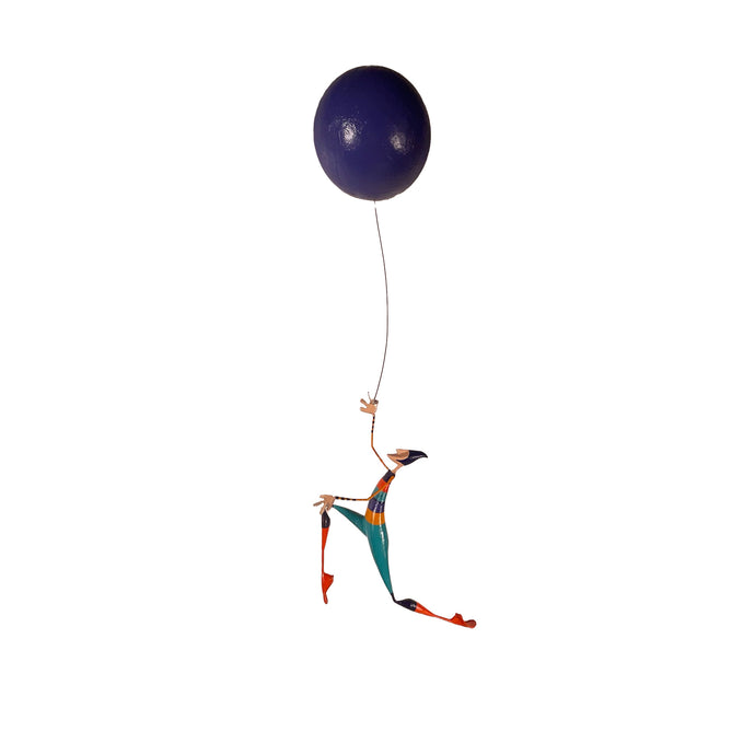 Acrobat with Blue Balloon Paper Mache Mobile Sculpture