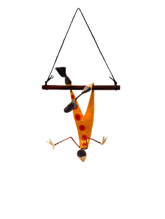 Mobile Paper Mache Sculpture Small Trapeze Artist Figure