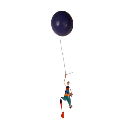 Acrobat with Blue Balloon Paper Mache Mobile Sculpture