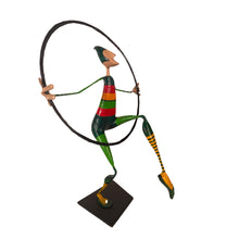 Load image into Gallery viewer, Paper Mache Sculpture Figure Hula Hoop Dancing