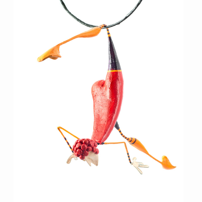 Escultura móvil de Papel Maché figura Acróbata con  Aro Rojo