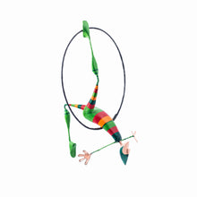 Load image into Gallery viewer, Mobile Paper Mache Sculpture Acrobat Green Ring