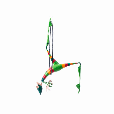Mobile Paper Mache Sculpture Acrobat Green Ring
